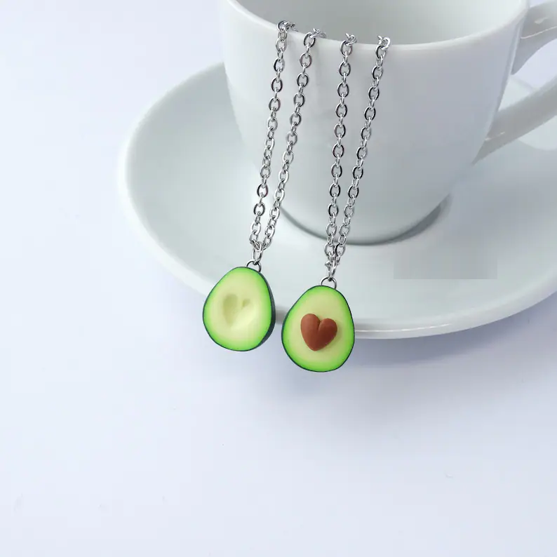 Avocadoketting Hartvormig Vriendenketting Uniek Zilver