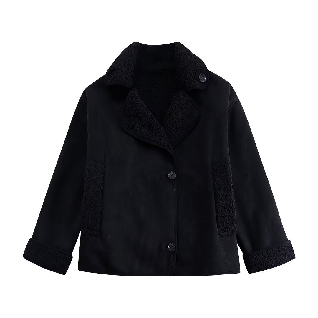 Dames Pilotenjas Oversized met Teddy Voering en Knopen