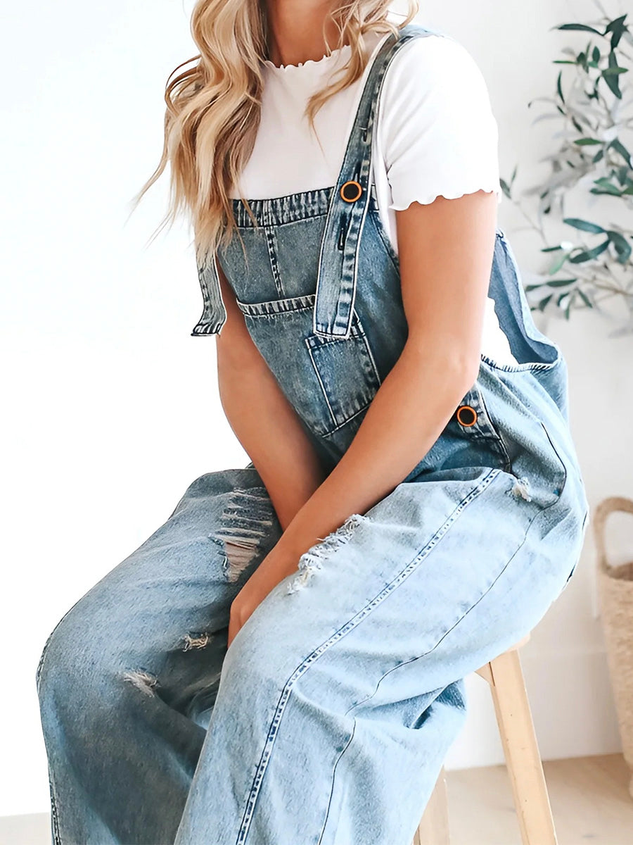 Dames Denim Tuinbroek Losse Zomerbroek