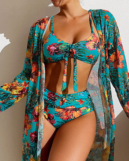 Dames Bikini met Rokje en Bloemenprint