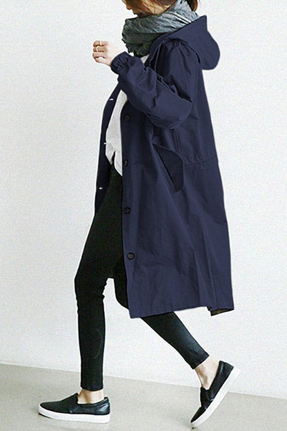 Dames Trenchcoat Waterdicht met Capuchon voor Lente en Herfst