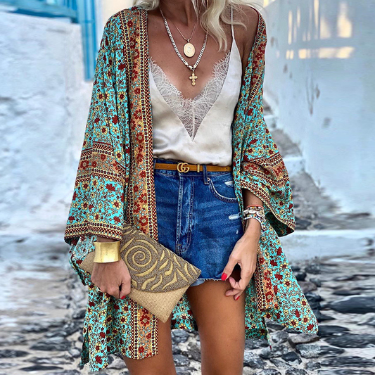 Boho Cardigan Middellange Kimono Zomerse Stijl - Mode Vibes