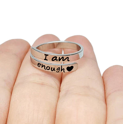 Zilveren Ring Motivatie I Am Enough Zelfvertrouwen