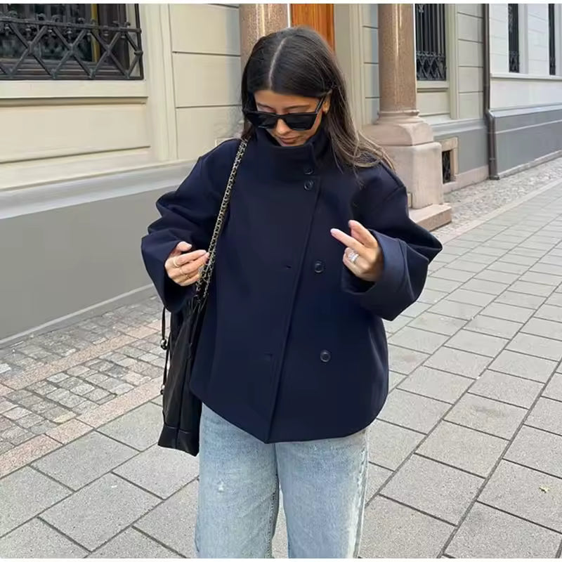 Damesjas Kort Dubbelknopsontwerp Elegant en Stijlvol - Mode Vibes