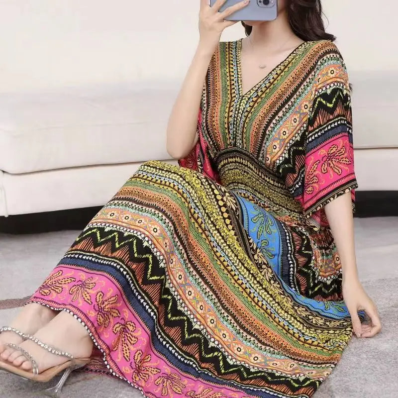 Maxi Jurk Zomerjurk Retro Stijl Casual Dameskleding