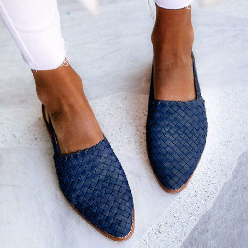 Elegante Slingback Ballerina Gevlochten Leer