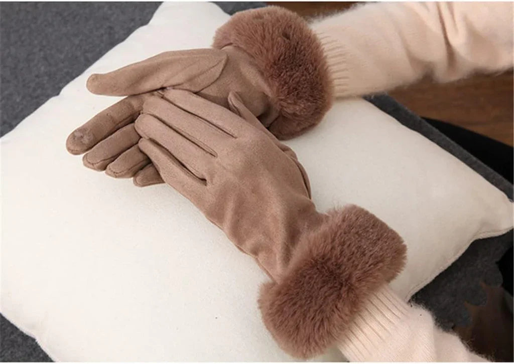 Suède Handschoenen met Nepbont Velvet Stijl