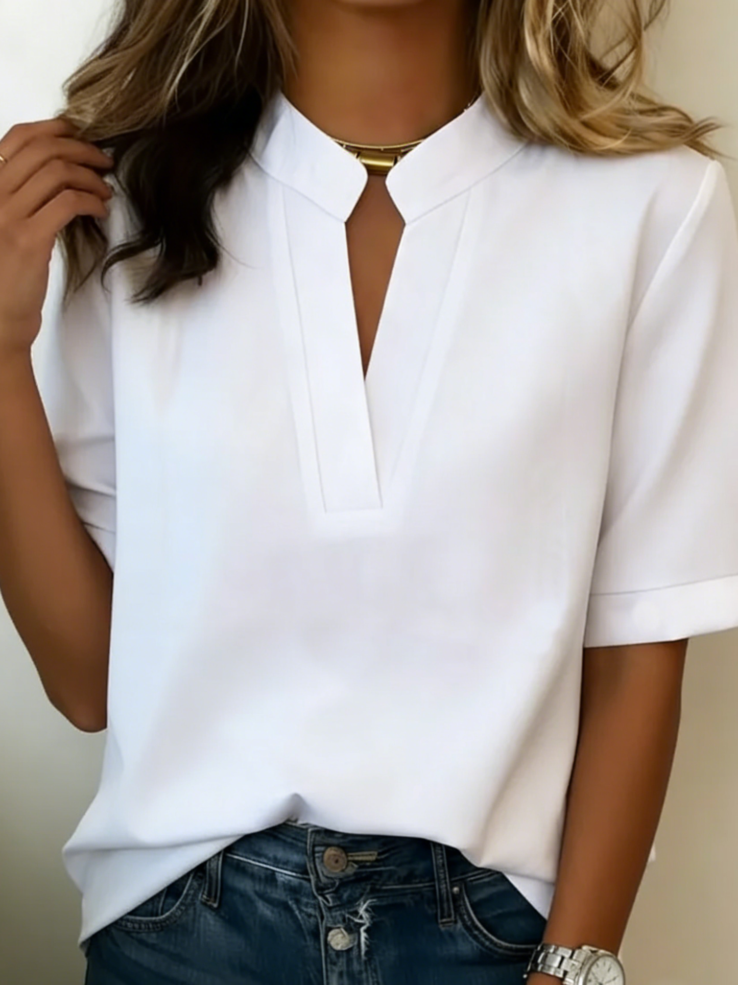 Dames Blouse V-hals Elegant Detail - Mode Vibes
