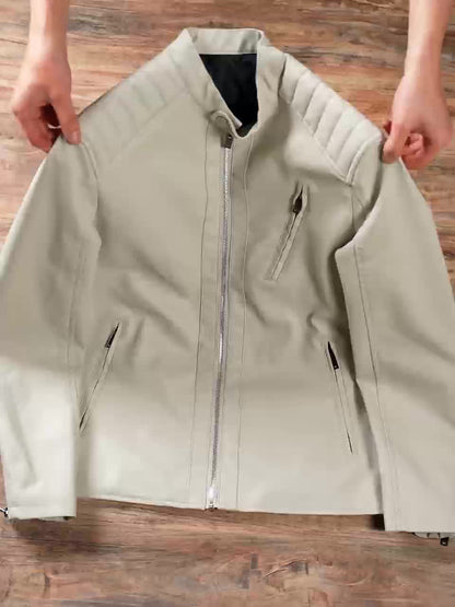 Gaspare | Elegante giacca di pelle con cerniera