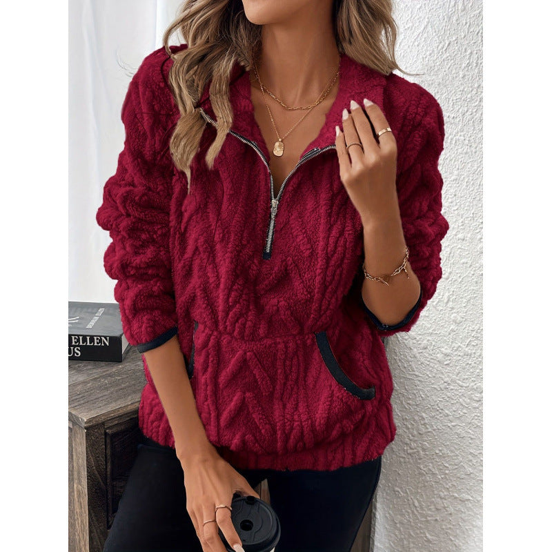 Dames Teddy Trui Warm en Comfortabel Half-Zip