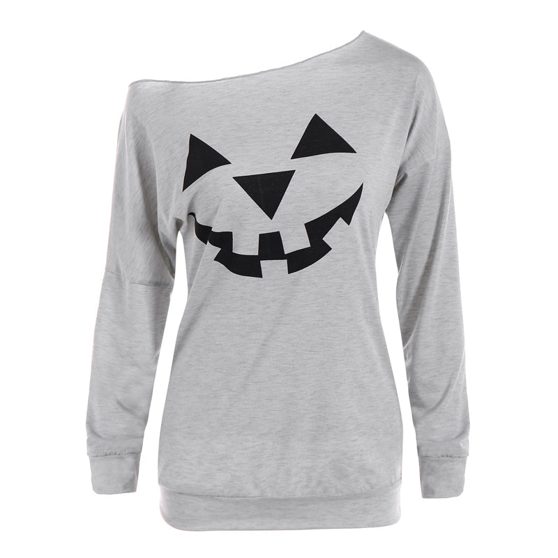 Dames Trui Halloween Pompoen Off-Shoulder
