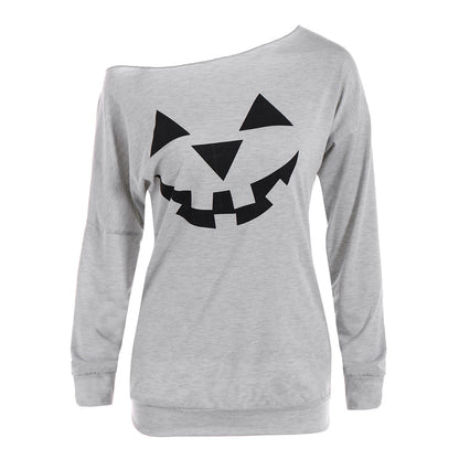 Dames Trui Halloween Pompoen Off-Shoulder