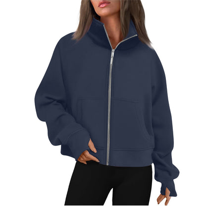 Dames Vest met Rits en Hoge Kraag Trendy Basic Stijl Salie