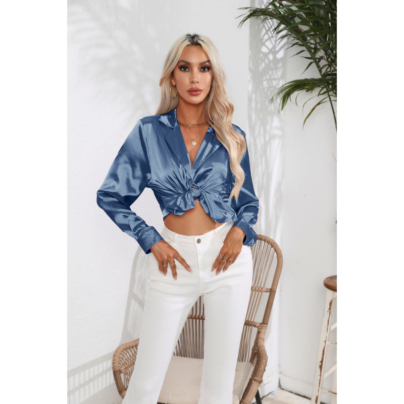Dames Blouse Satijn Look Elegante Vrouwen Blouse