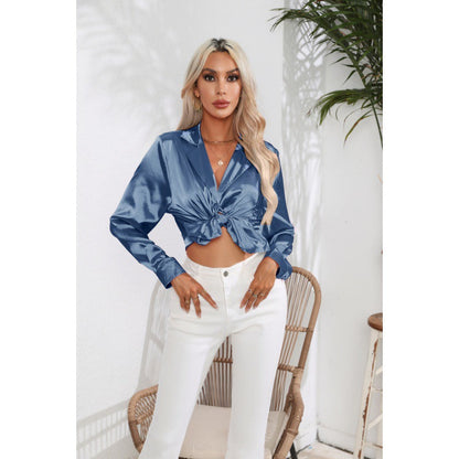 Dames Blouse Satijn Look Elegante Vrouwen Blouse