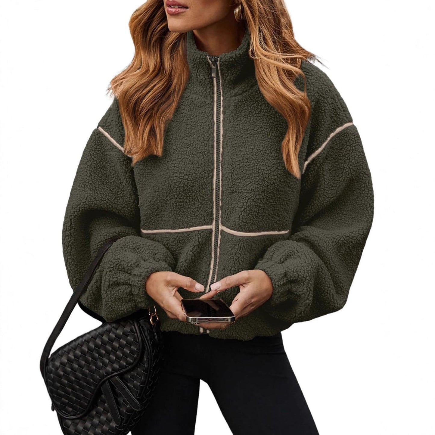 Dames Teddy Fleece Jas Warm Modern Design met Rits