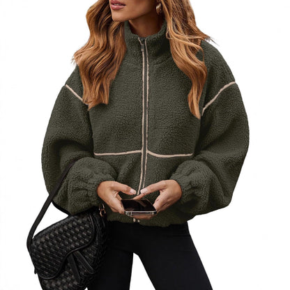 Dames Teddy Fleece Jas Warm Modern Design met Rits