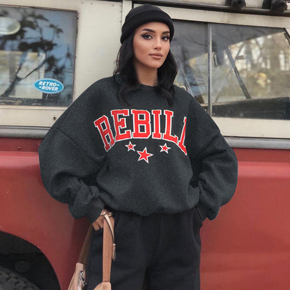 Dames Varsity Trui met Textprint Crewneck Sarina