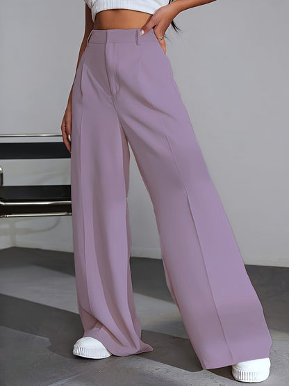 Luxe Effen Broek Wijde Pijpen Zwart Lana Stijl