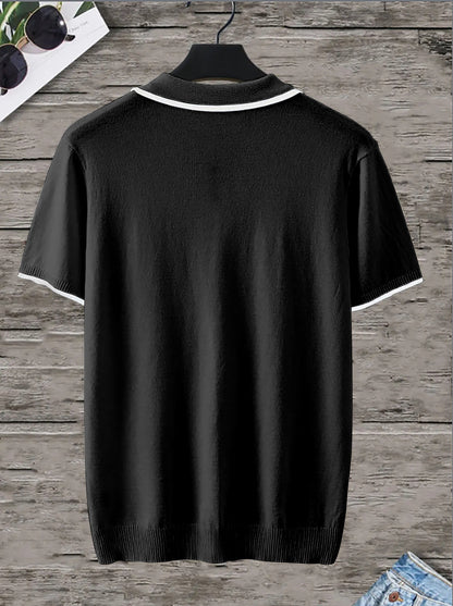 Heren Polo Shirt Zwarte Trendy Kwaliteit