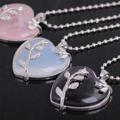 Rozenkwarts Halsketting Hartvormige Edelsteen Sieraden