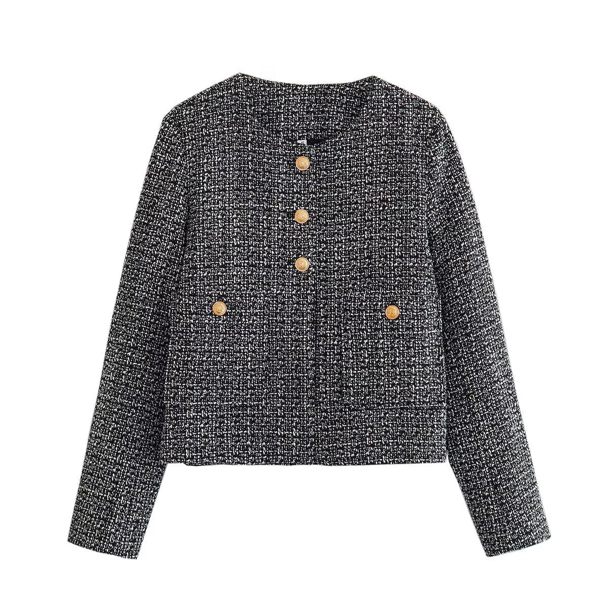 Dames Jas Bouclé Gouden Knopen Luxe Bessie