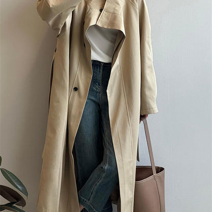 Dames Trenchcoat Lange Stijlvolle Jas Koreaanse Stijl