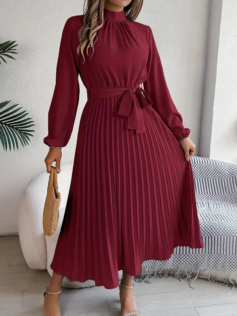 Midi Jurk met Ceintuur Elegante Minimalistische Stijl