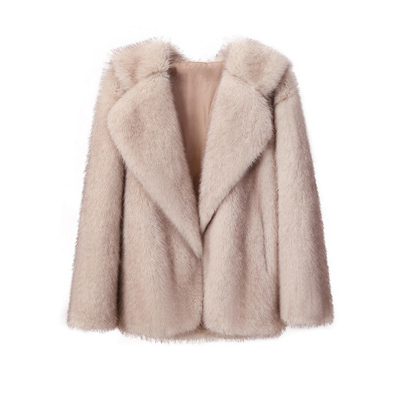 Dames Faux Fur Jas Grote Kraag Trendy Stijlvolle Zomerjas