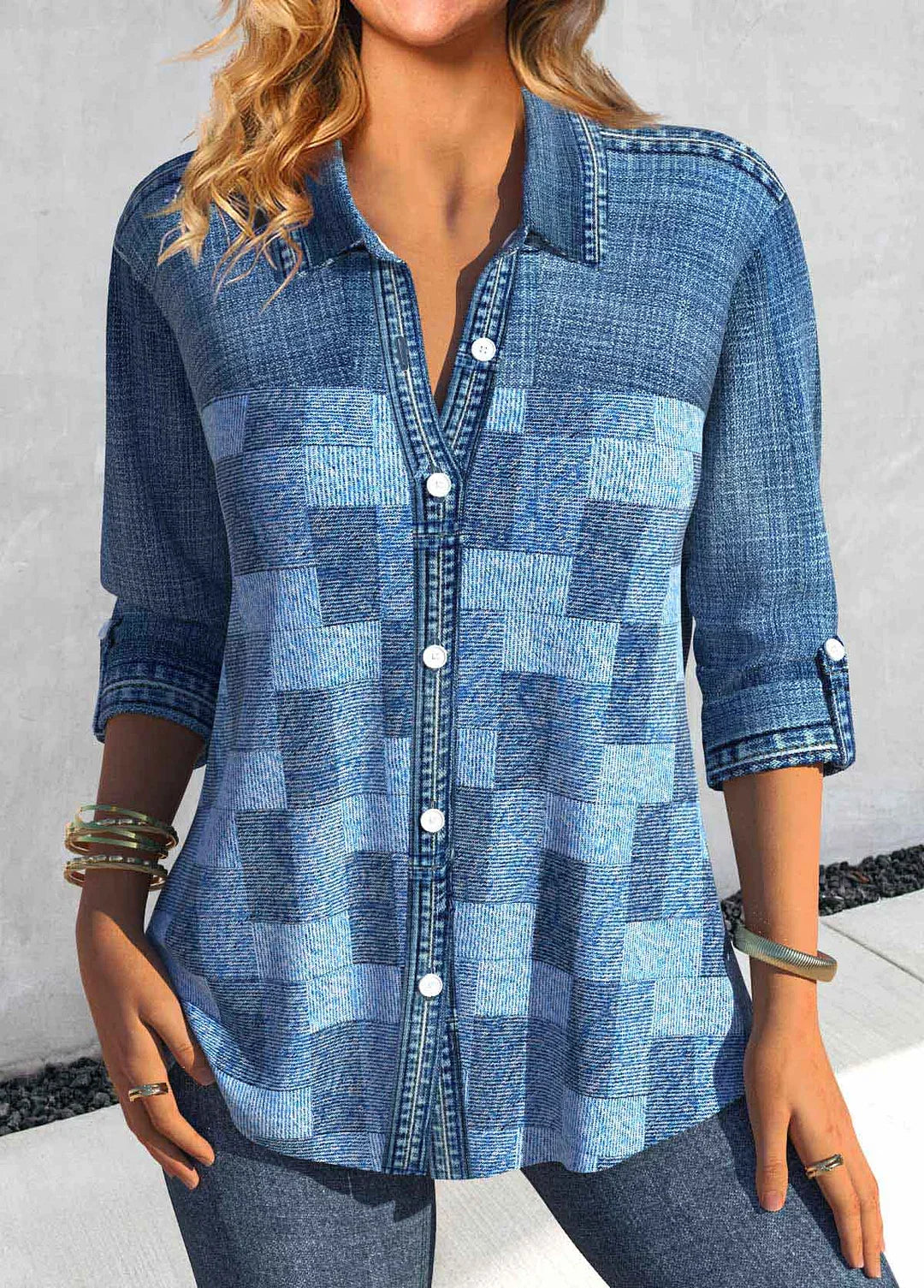 Vrouwelijke Geruite Blouse Casual Stijl - Mode Vibes