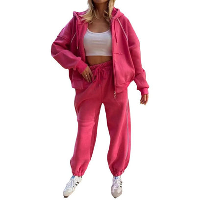 Dames Joggingset Sportief met Capuchon Vest en Jogger