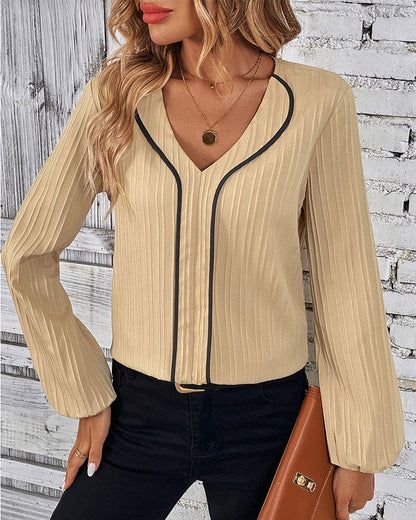 Vrouwelijke Blouse Lange Mouwen V-hals Alina