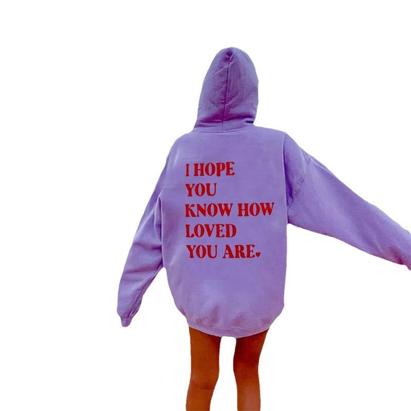 Dames Hoodie Self Love Text Print Zwart Trendy