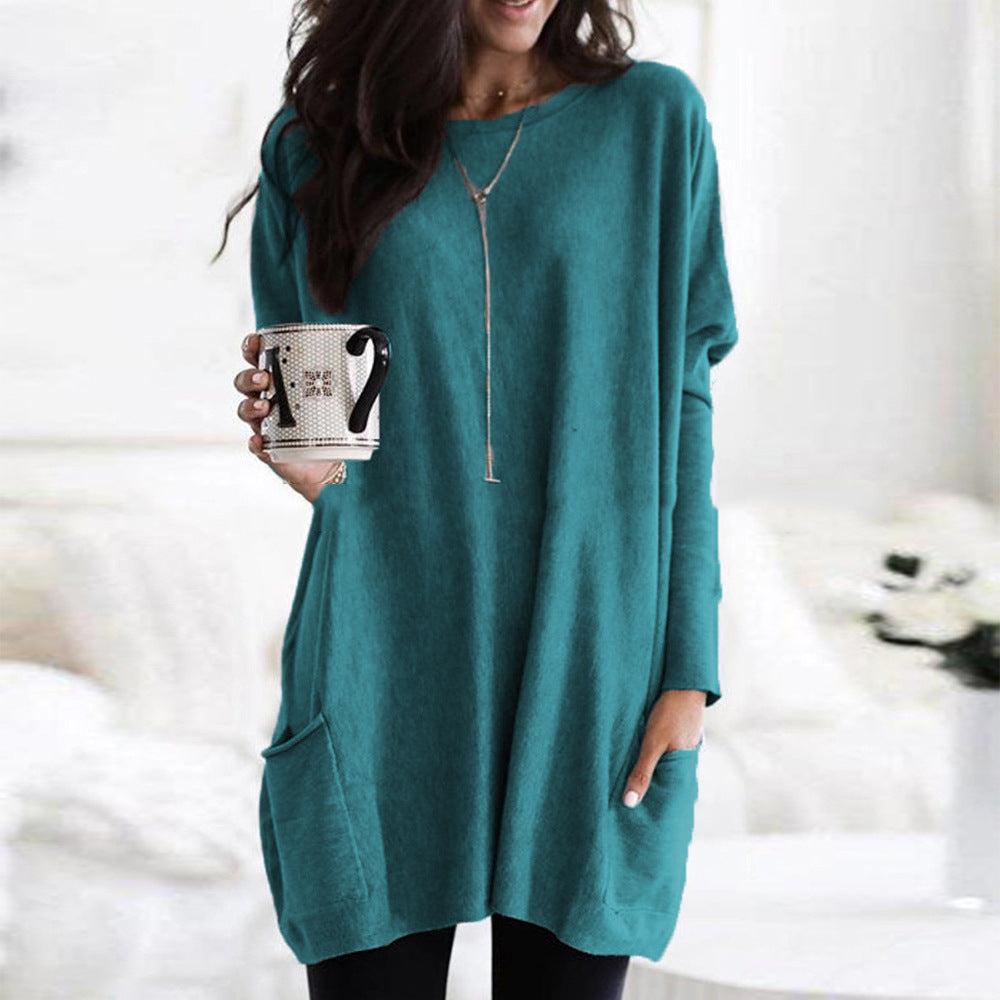 Dames Top met Lange Mouwen en Zakken Basis Collectie