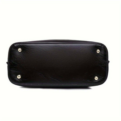 Elegante Twee-Kleurige Leren Handtas voor Dames