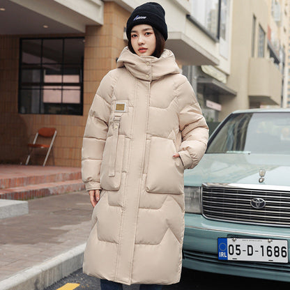 Dames Pufferjas Lange Gewatteerde Winterjas Korea Stijl