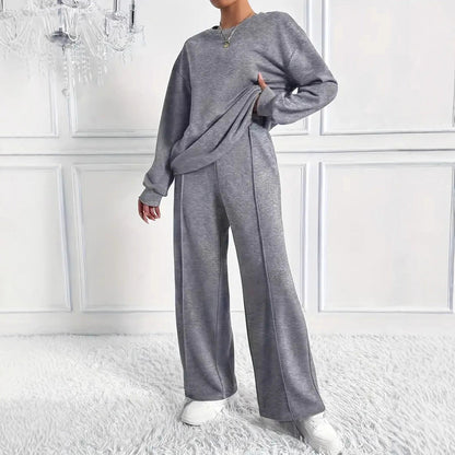 Dames Tweedelige Set Oversized Broek en Crewneck Korean Style