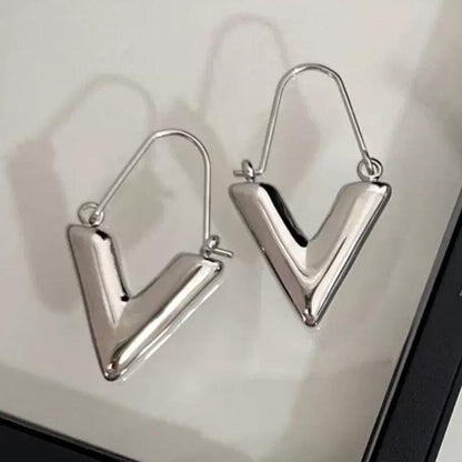 Retro Dames Oorbellen V-Vorm Zilver Kleur