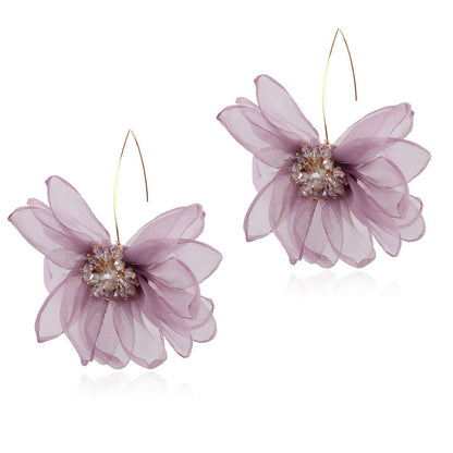 Dames Oorbellen Bloem Motief met Organza