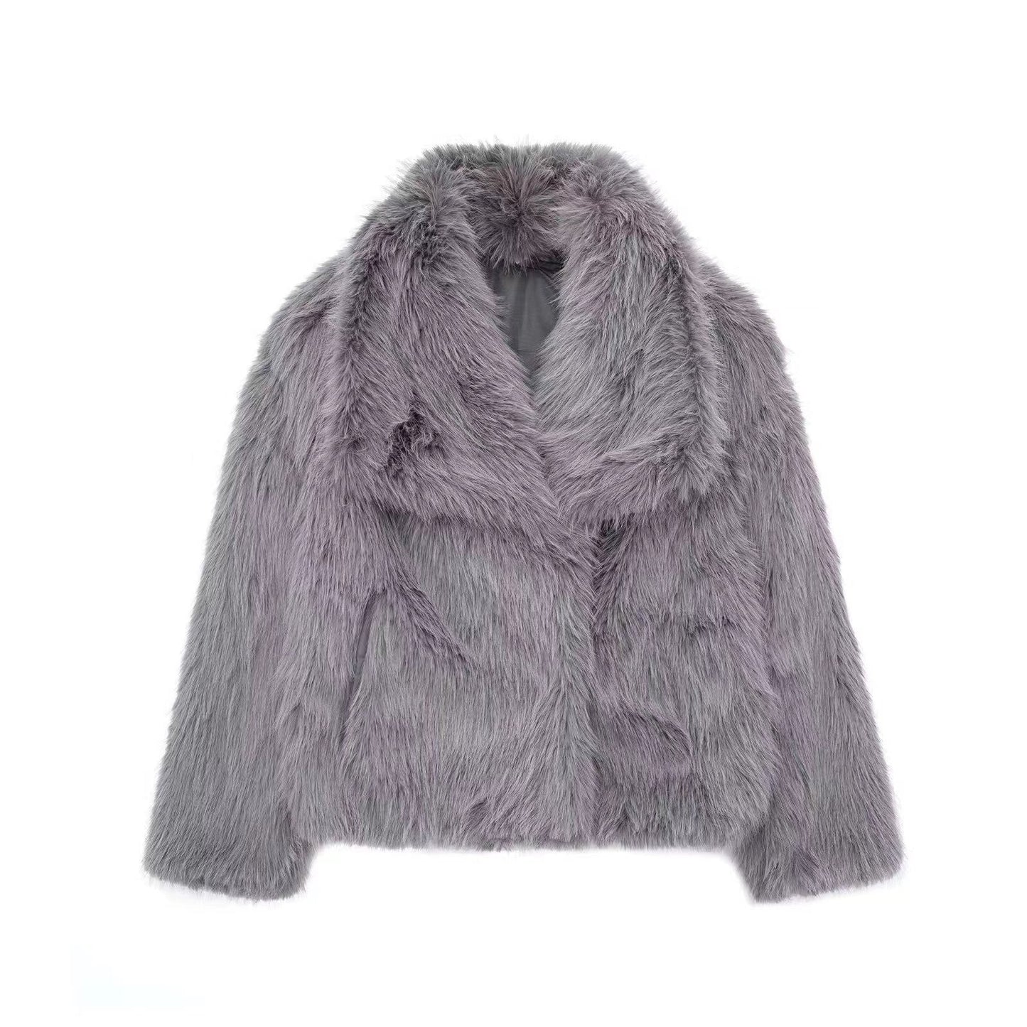 Dames Faux Fur Jas Kort Oversized Luxe Zacht