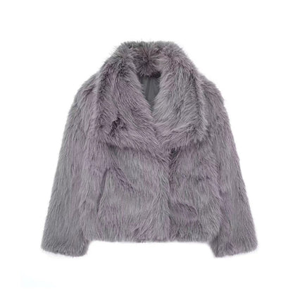 Dames Faux Fur Jas Kort Oversized Luxe Zacht