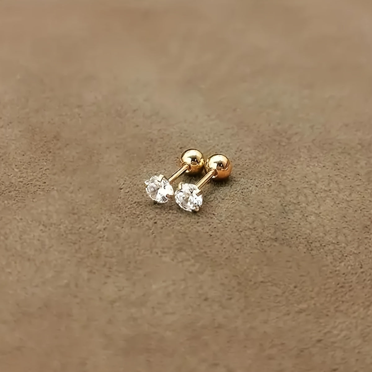 Titanium Oorknopjes met Zirkonia Steen Zilverkleurig Lumen