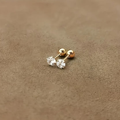 Titanium Oorknopjes met Zirkonia Steen Zilverkleurig Lumen