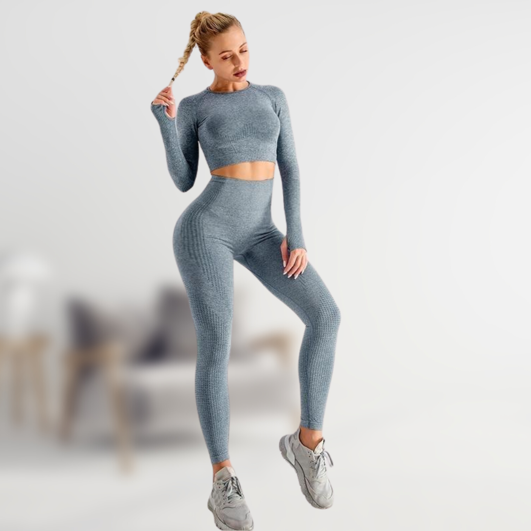 Dames Sportset 5-Delig met Tops en Hoge Sportleggings - Mode Vibes