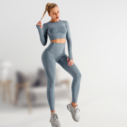Dames Sportset 5-Delig met Tops en Hoge Sportleggings - Mode Vibes