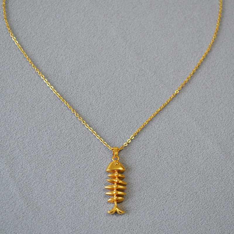 Gouden Visgraat Halsketting voor Vrouw - Mode Vibes