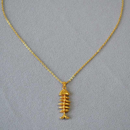 Gouden Visgraat Halsketting voor Vrouw - Mode Vibes