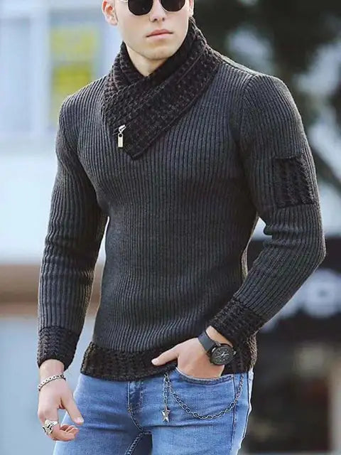 Lars Trui - Vintage Wollen Trui Hoge Kraag Casual Stijl