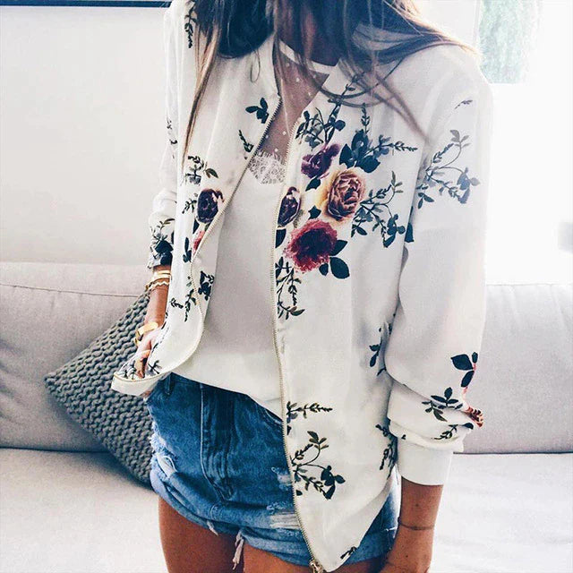 Gebloemd Jasje Vintage Stijl Vrouwelijk