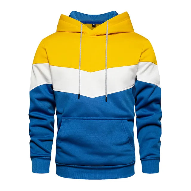 Fleece Hoodie Patchwork Warme Streetwear voor Heren